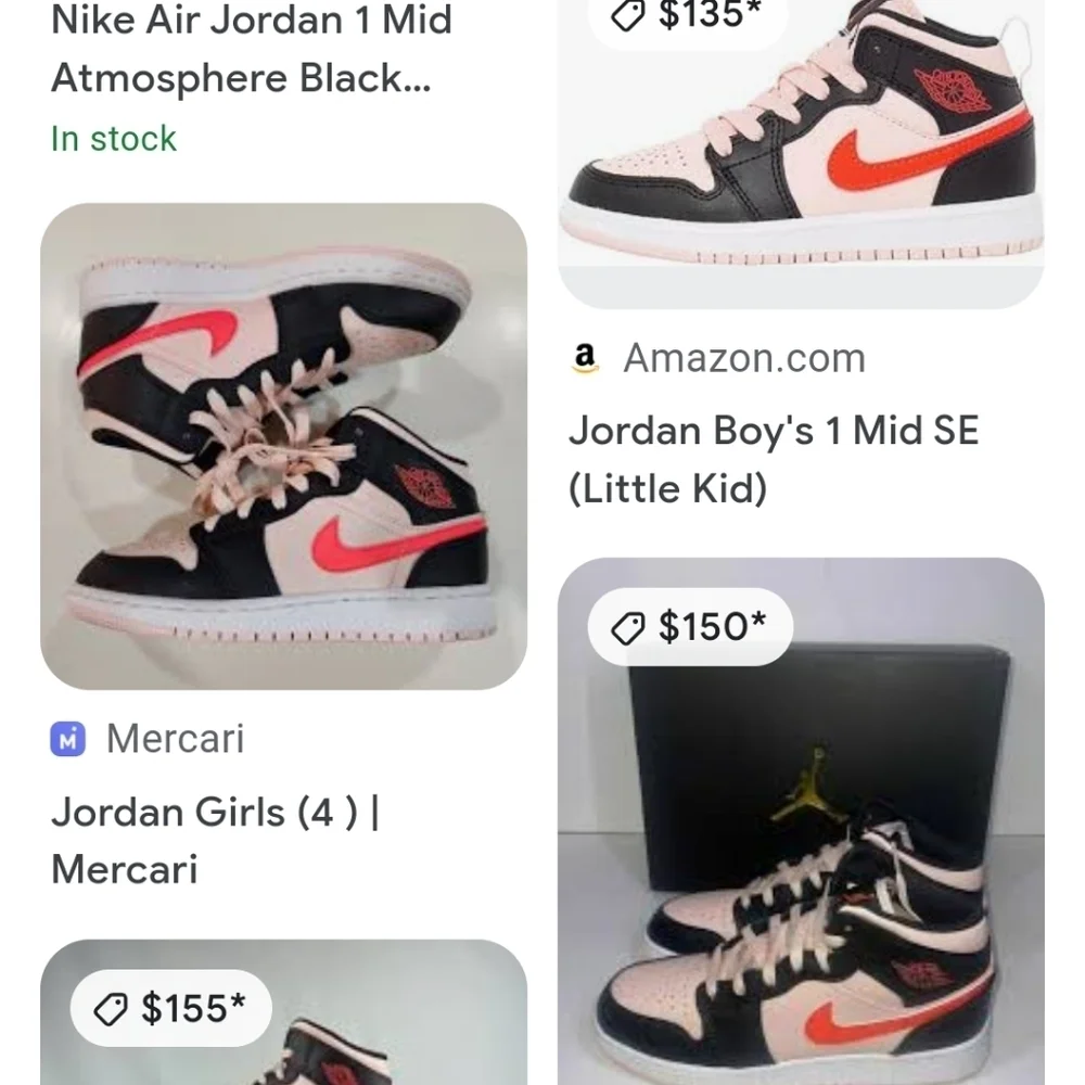 Jordan 1 Women's Mid Atmosphere Infrared 23-Black Barbiecore Grungecore‎ Size 7½